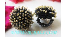 Ladies Rings Beads Flower Tropical